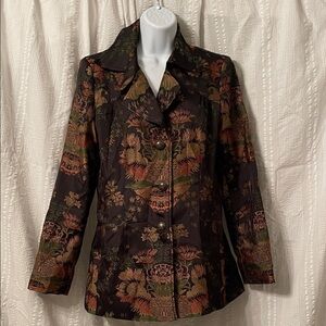 CAbi chinoiserie oriental tapestry blazer size medium   704